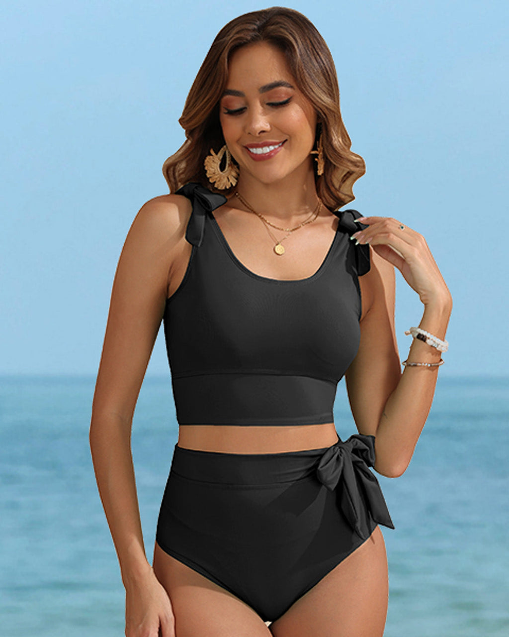 Bow Knot High-Waist Tummy Control Tankini