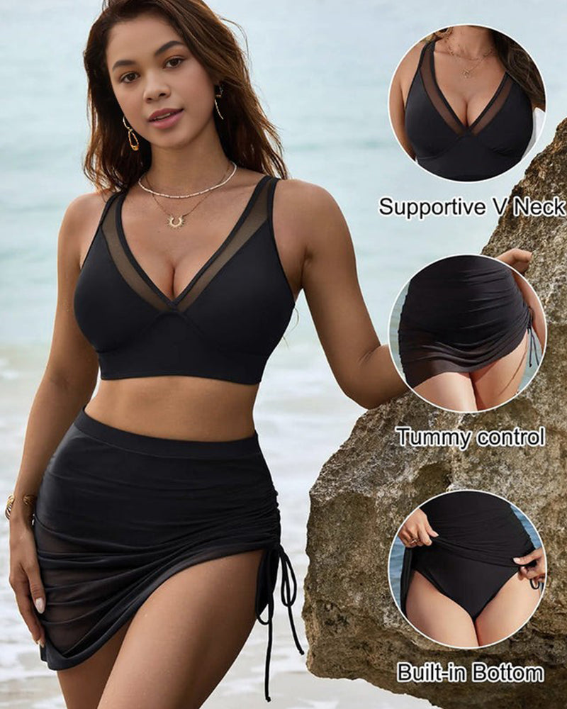 Selene Sculpt Tummy Control Bikini Set with Mesh Sarong