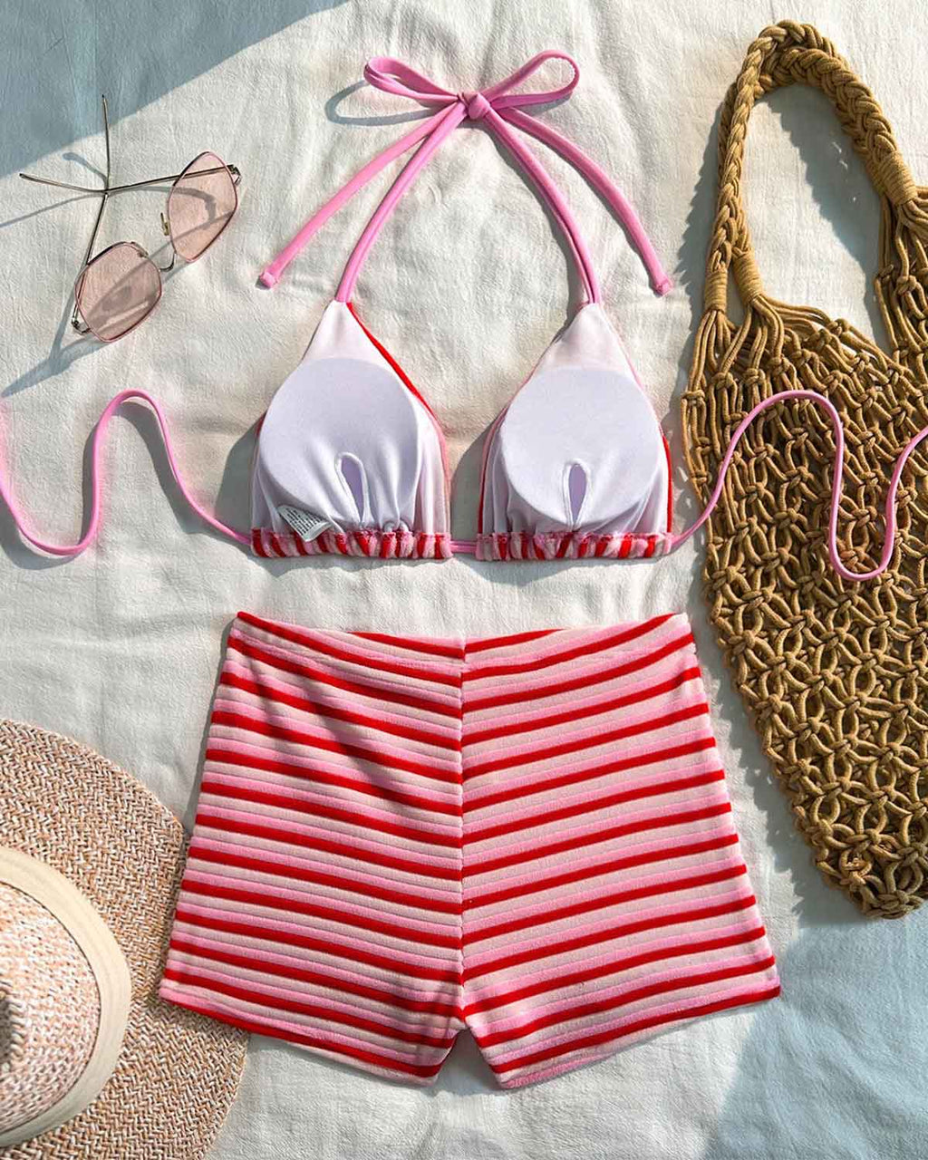 Striped Halter Bikini Set