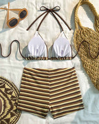 Striped Halter Bikini Set