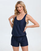 Two-Piece Look Tummy Control One Piece Swimsuit