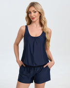Two-Piece Look Tummy Control One Piece Swimsuit