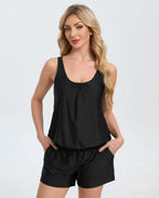 Two-Piece Look Tummy Control One Piece Swimsuit