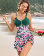 Floral Print U-Ring Swim Dress