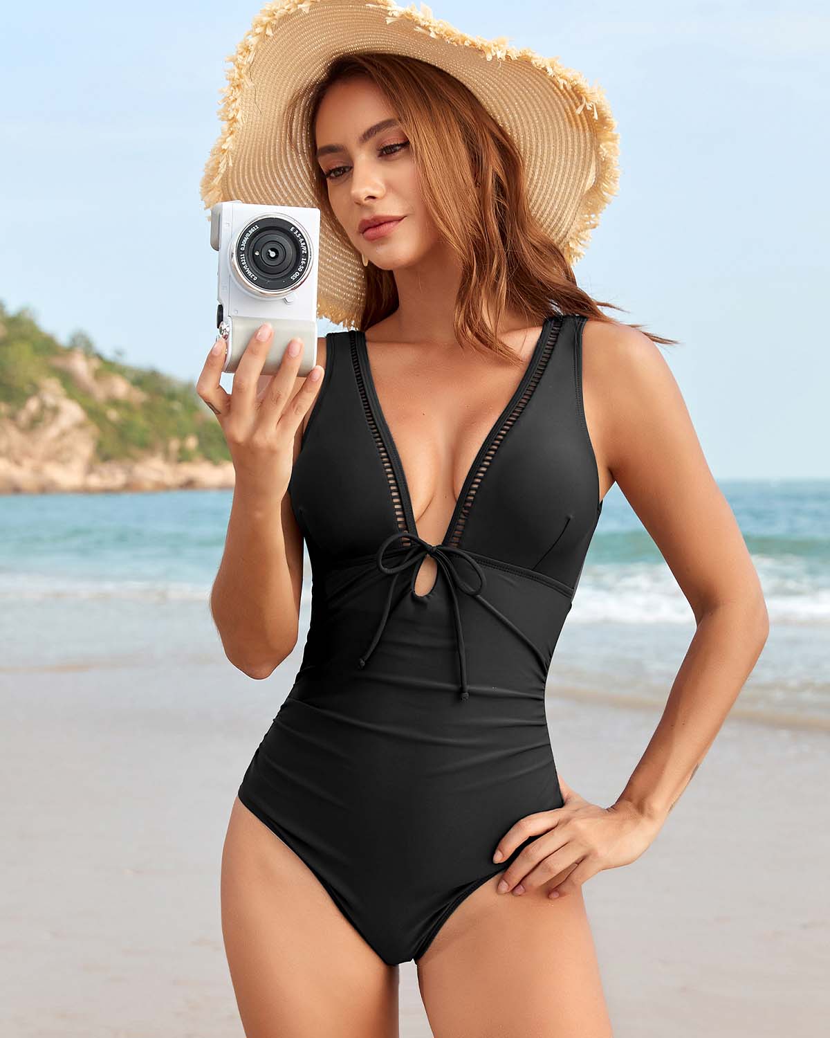 Mesh Backless Ruched One-Piece Swimsuit