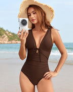 Mesh Backless Ruched One-Piece Swimsuit