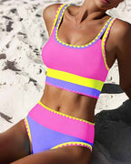 Malibu 3-Piece Colorblock Bikini Set with Skirt