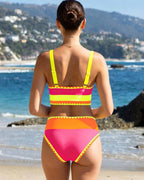 Malibu 3-Piece Colorblock Bikini Set with Skirt