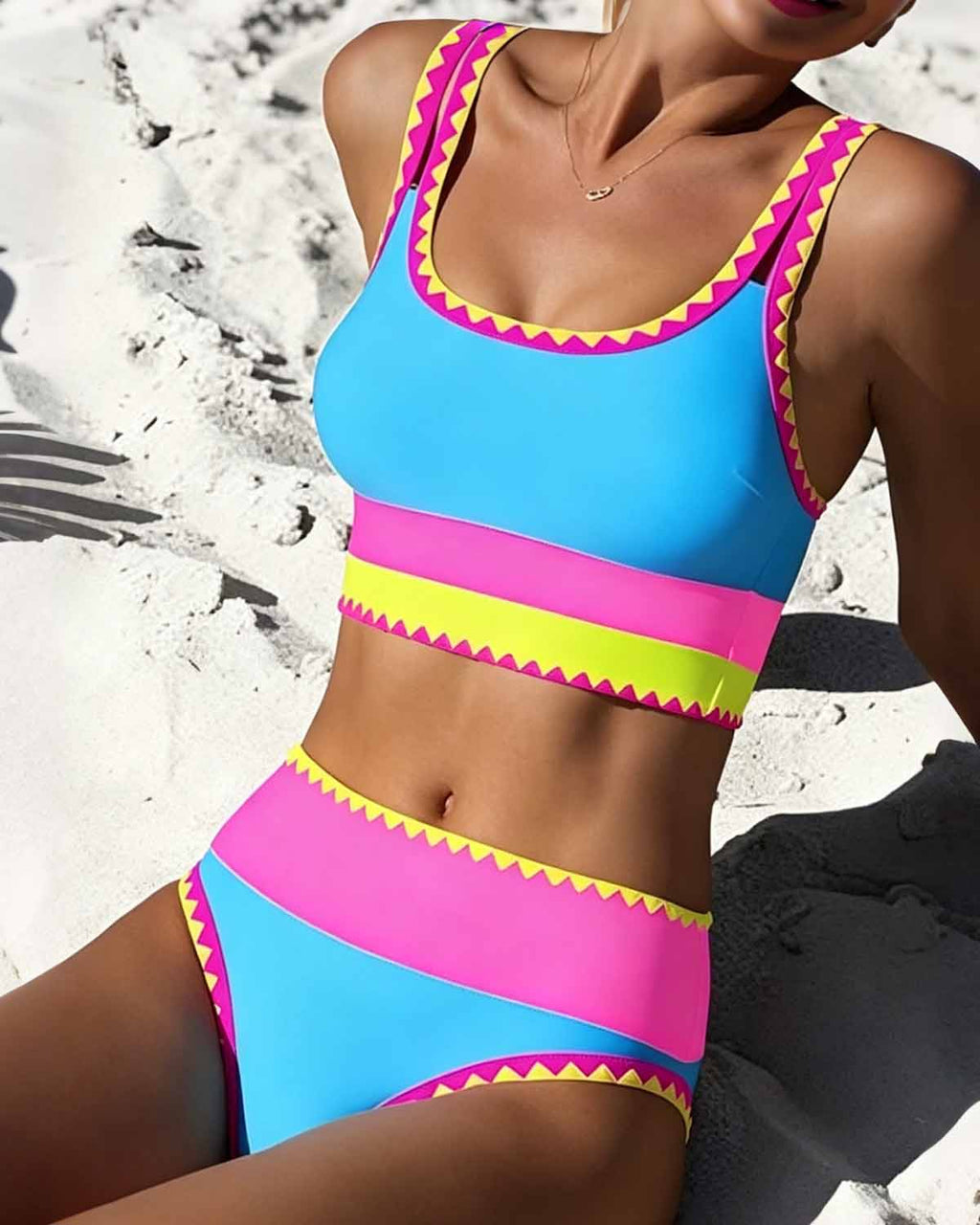 Malibu 3-Piece Colorblock Bikini Set with Skirt