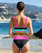 Malibu 3-Piece Colorblock Bikini Set with Skirt